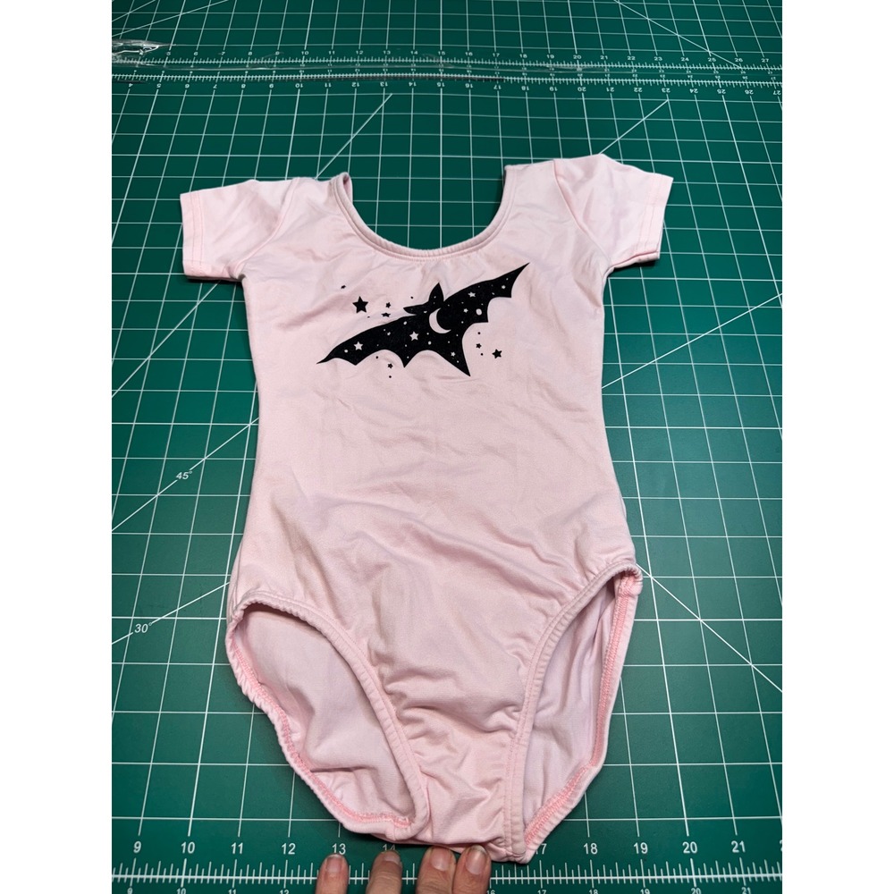 The Leotard Boutique Pink Bat Moon Star Leotard Kids Size 6-7 Short Sleeve